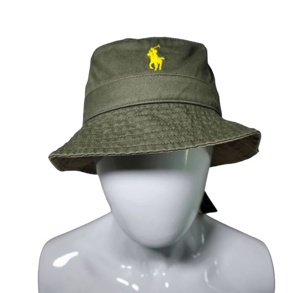 NWT POLO Ralph Lauren Bucket Hat Yellow Embroidered Pony Size S/M, L/XL - Picture 6 of 12